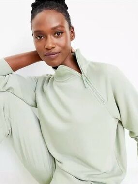 Lou & Grey Sage Green Lounge Set XL Mock Neck Quarter Zip Pullover Jogger Set